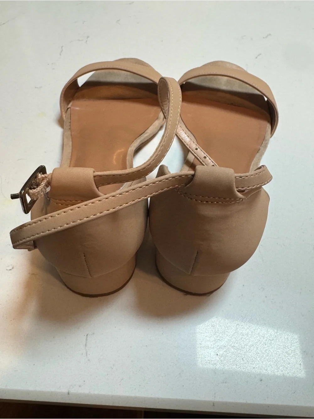 Gianni Bini Girls Nude Tan Ankle-Strap Block Heel Sandals